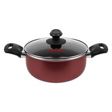 QUEEN SENSE 電磁爐適用附蓋陶瓷不沾雙耳鍋, 1組, 20cm, 紅色