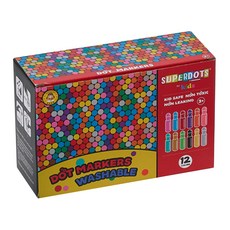 KiKimmy 可水洗彩色點點筆 12色套裝，無毒點點筆，兒童安全, 720ml, 12色