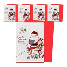 From&To 為你讀書的聖誕老人卡片 FS1016-5, 混合顏色, 5個