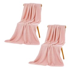 갠지라이프 대형 뽀송뽀송 산호양모 비치 바스타월, 핑크, 2개