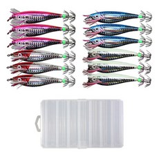 CK 雷射木蝦路亞 4種 x 3入 + 14格釣具盒套組, 混合顏色, 1套