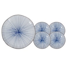 Willive 梳紋盤 5件組, 1套, 混合顏色, 大盤 + 小菜盤