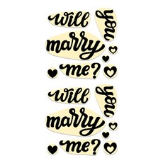 Mellowstory 求婚車刻字貼紙 Will You Marry Me, 2套, 黑色