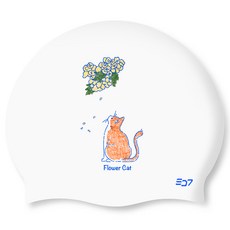 SD7 春日貓咪矽膠泳帽, 1個, 藍色