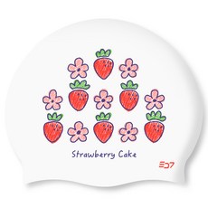 SD7 草莓蛋糕圖案矽膠泳帽 SGL-CA477, 1個, 白色