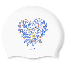 SD7 Love Blossom 矽膠泳帽, 1個, 白色
