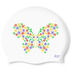 SD7 花蝶矽膠泳帽, 1個, 白色