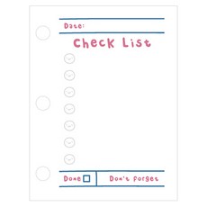 Maket Gamseong 三孔活頁手帳補充內頁 清單, 8個, 60入