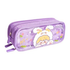 Donga PMS 可愛兔子少女大容量鉛筆盒收納包, 1個, 紫色