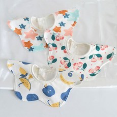 HARAROI 嬰幼兒圍兜巾 星星水果派 3件組