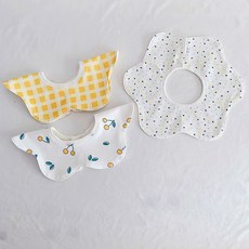 HARAROI 嬰幼兒用黃色格紋圍兜巾3件組