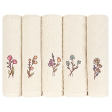 Songwol 松月 棉質刺繡無染色擦手巾5件組, 混色, 1套