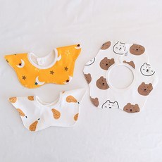 HARAROI 幼兒圍巾式圍兜 黃色星星 3件組