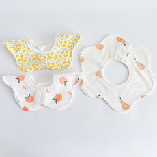 HARAROI 嬰幼兒圍兜巾 水果派對 3件組