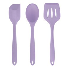 LILIVE 矽膠料理工具3件組, 料理匙 + 刮刀 + 鍋鏟, 1套, 紫色