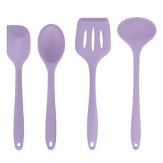 Nature Living Lilive矽膠廚具 4種, 料理匙 + 刮刀 + 鍋鏟 + 湯勺, 1套, 紫色