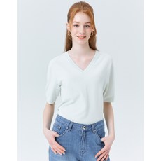 헤지스 여성용 강연 브이넥 반팔 스웨터