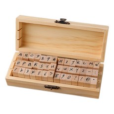 Kohimo 手帳裝飾 木質 數字 字母 印章 套組 手寫字體 4W128, 草寫, 1套