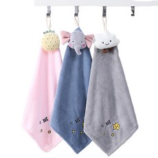 S&Q可愛擦手巾 3件組, 粉色, 灰色, 藍色, 1組