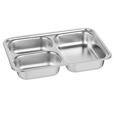 深方形不鏽鋼盤零食3件, 1個, 3格款