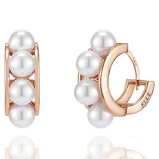 Elle Accessories 女性14K珍珠圓潤易扣式耳環 ELGPEE379