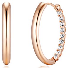Elle Accessories 女款14K立方鑲鑽圈形耳環 ELGPEE492