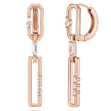 Elle Accessories 女性14K方形方晶鋯石垂墜式gold pin耳環 ELGPEE389