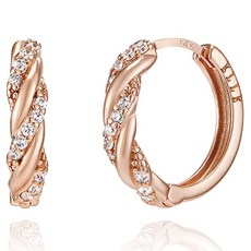 Elle Accessories 女款14K波浪方晶鋯石易扣式gold pin耳環 ELGPEE395