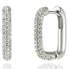 GEIGER 女性方晶鋯石方形單觸式銀耳環 GISVEE110