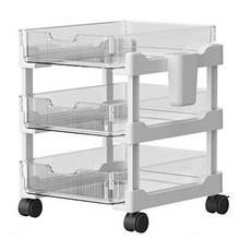 코히모 다용도 수납 선반 트롤리 정리대 3단 4W218, 화이트