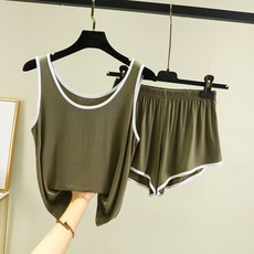 어니스트 여성용 통기성 컬러 스포티 캐주얼 잠옷 상하의 세트