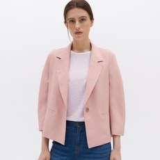 앤클라인 여성용 통기성 린넨 파스텔 싱글 썸머 자켓