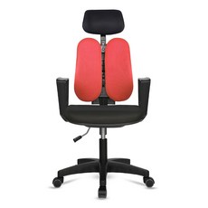 체어포커스 터디 고급 헤더형 4각팔 블랙바디 패브릭 의자 TD27, 블랙 + 레드