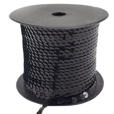 九孔七色閃亮線亮片DIY製作材料, 1捆, 鐳射黑色