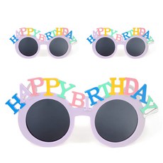 PARTY PANG 圓形 HAPPY BIRTHDAY 生日眼鏡, 3個, 薰衣草紫