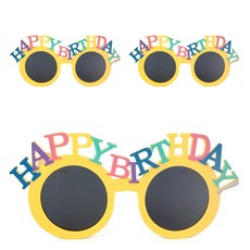 PartyPang 圓形 HAPPY BIRTHDAY 生日眼鏡, 3個, 黃色