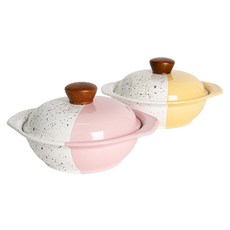 Ardin France IH感應爐適用琺瑯鍋具組, 黃色+粉色, 雙耳鍋 22cm 2入, 1組