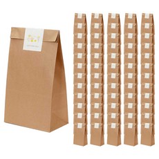 indi.k Kraft 牛皮方底袋 大 50入 + 貼紙 50入 組, 1套