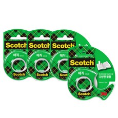 3M Scotch 隱形膠帶臺 18mm x 20m 810D, 半透明, 4個