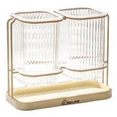 BELLOVIE 摩登方形雙格餐具筒, 1個, 霧面米白