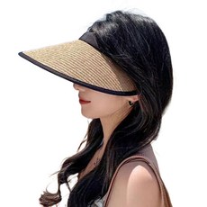 AFECTO 黑色塗層城市簡約藤編遮陽帽