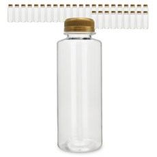 mir 高級透明PET瓶, 32個, 金色瓶蓋, 500ml