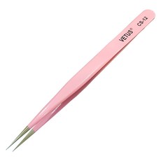 VETUS 高級不鏽鋼精密鑷子 CS-12, 1個, 粉紅色
