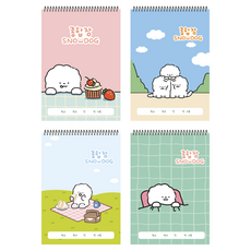 Withna Snow Dog 綜合筆記本 4款套組 80-0131, CUPCAKE + SKY + PICNIC + CHECK, 1套