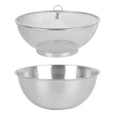 HOMEPOWE 不鏽鋼濾網攪拌盆組, 1套, 濾網 + 攪拌盆