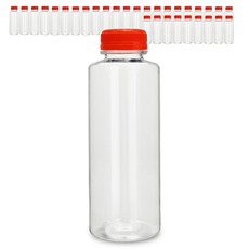 mir 優質透明PET瓶, 32個, 暖紅色瓶蓋, 500ml