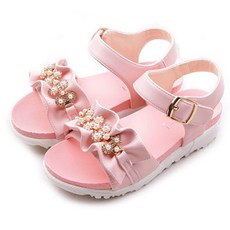 女童清新荷葉邊水鑽涼鞋