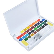 Allode 白色調色盤固體水彩顏料 TYPE 04, 36色