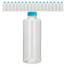 Mirkorea 透明PET高級藍蓋飲料瓶, 900ml, 18個