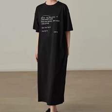 메이첼 라운드넥 레터링 프린트 반팔 롱원피스 13314 빅사이즈 포함